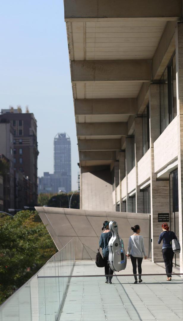 students outside Juilliard building